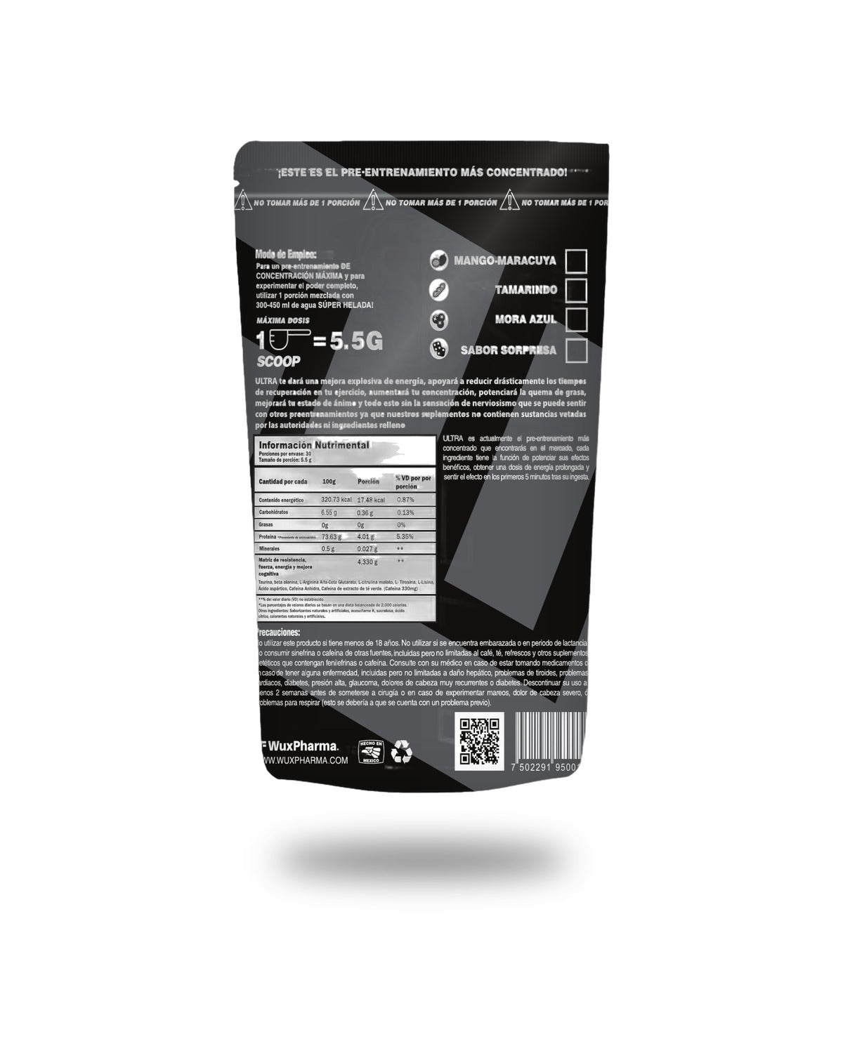 Ultra pre-entrenamiento WuxPharma - parte de atrás