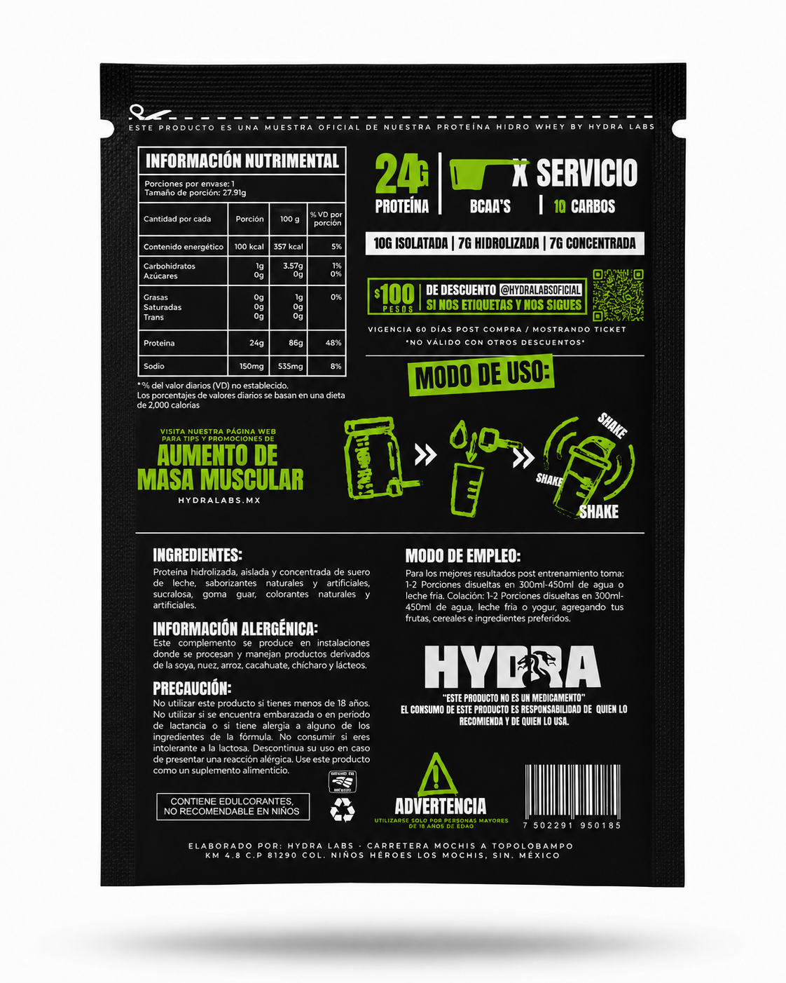10 SOBRES INDIVIDUALES HIDRO WHEY BRUCE CAKE