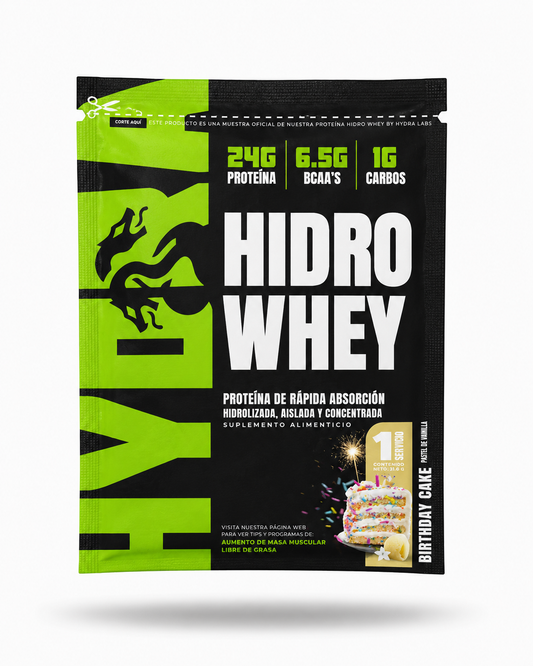 10 SOBRES INDIVIDUALES HIDRO WHEY PASTEL DE VAINILLA