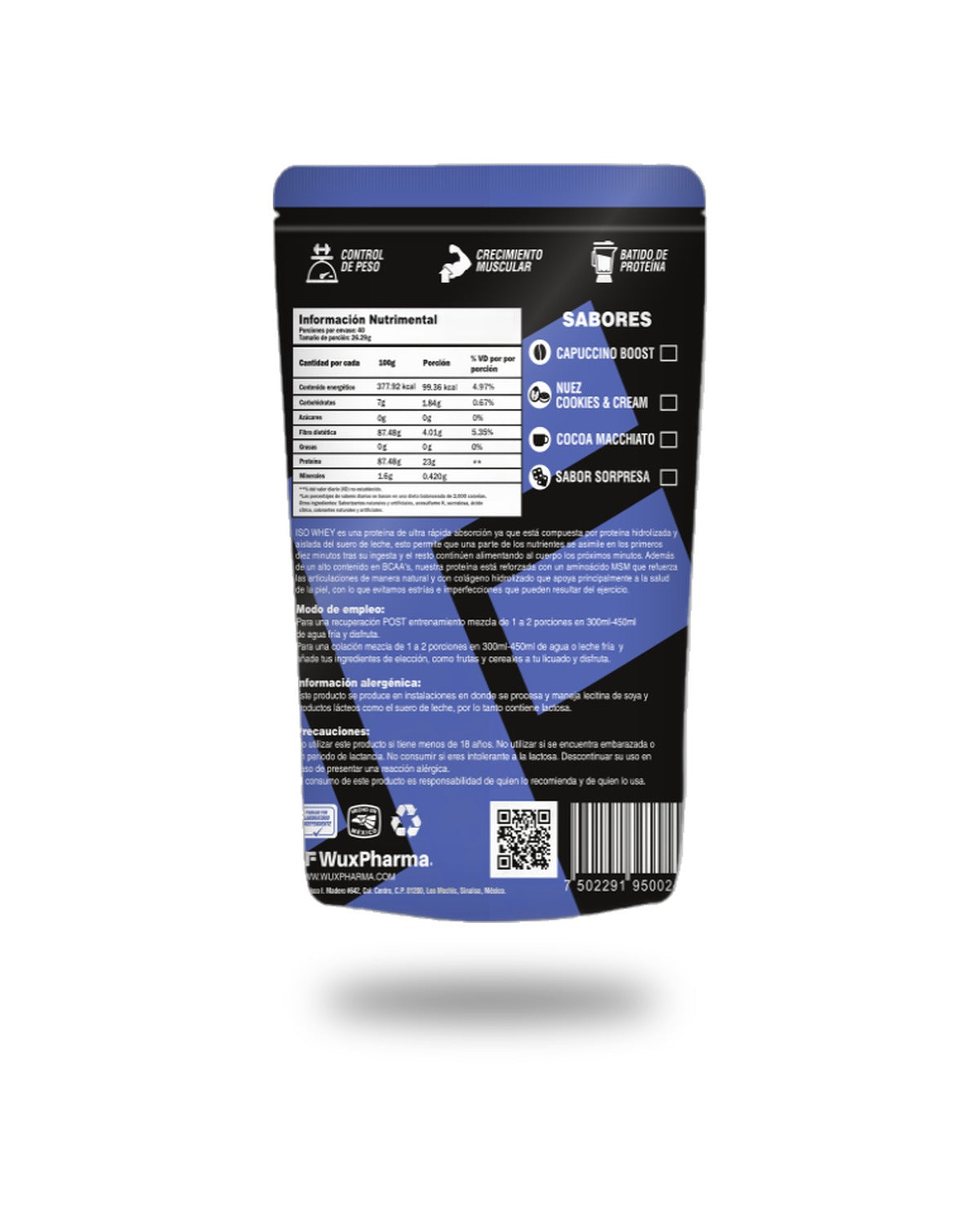 Iso Whey 35 servicios - parte de atrás