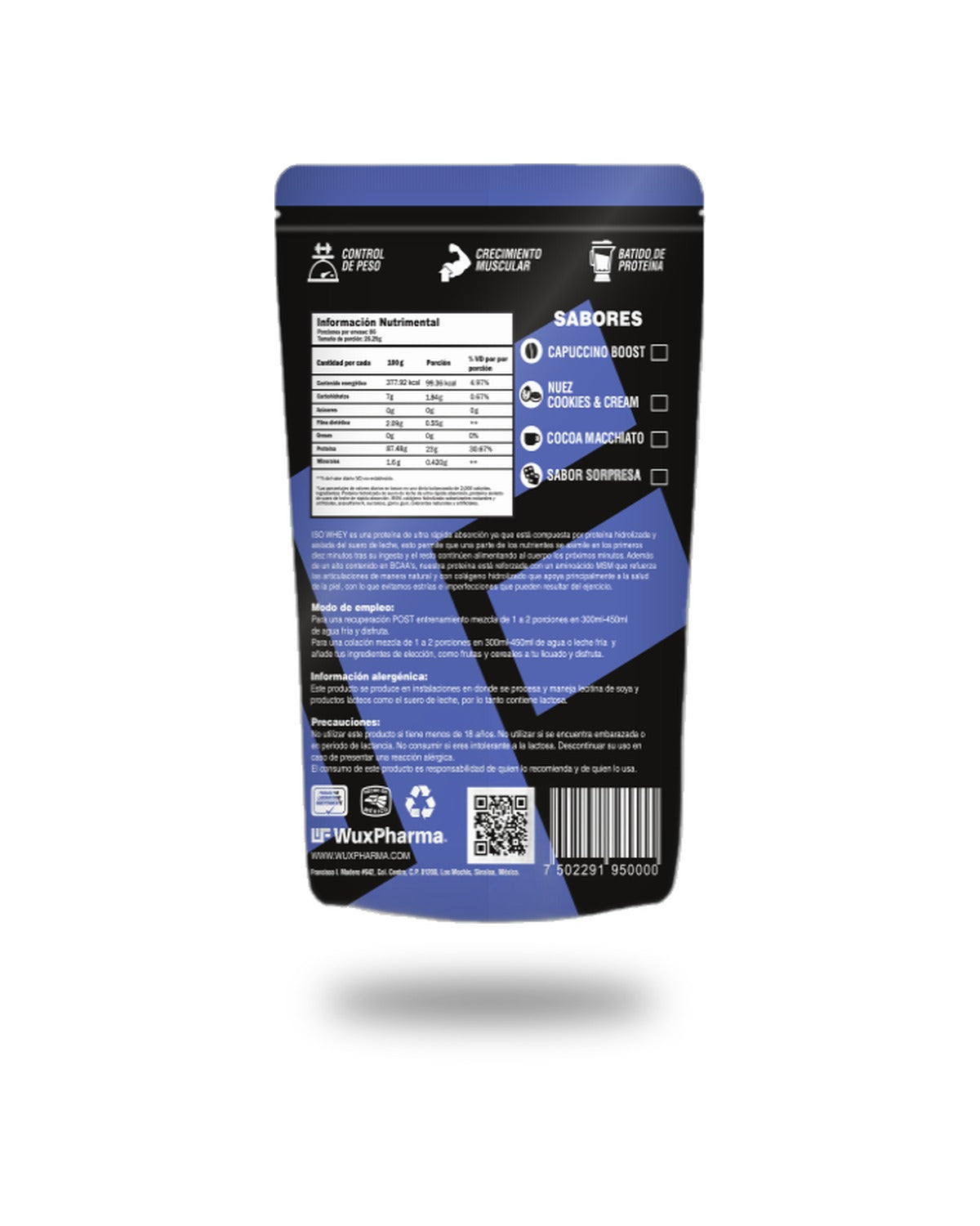 Iso Whey 81 servicios - parte de atrás