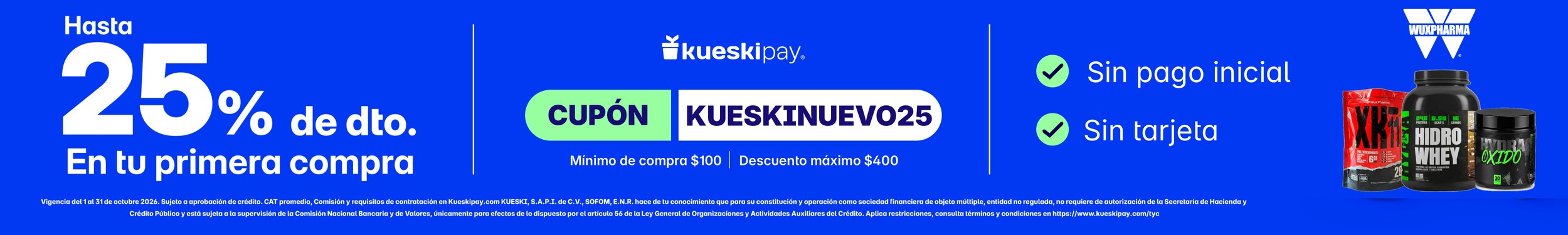 Hasta 25% de descuento en tu primera compra con Kueski Pay. Cupón KUESKINUEVO25